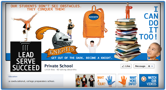 Sample Custom Facebook Page for a Private School