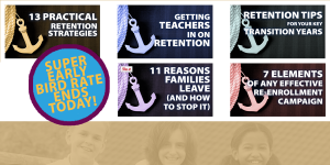 5 mini-courses all about RETENTION! Keep your best students - stop the draft! Anchor them to your school! #ismarketing